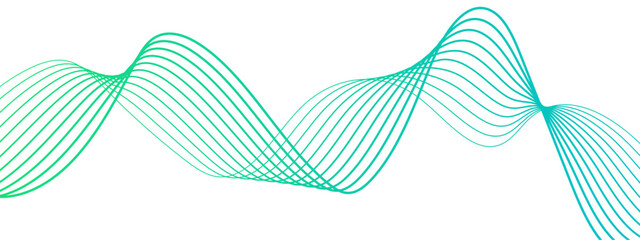 Leinwandbilder - Abstract wave with smooth, flowing cyan-blue curved lines on a white background. Lines form rhythmic with waveforms overlap and intertwine symmetrical, airy, and futuristic pattern. 