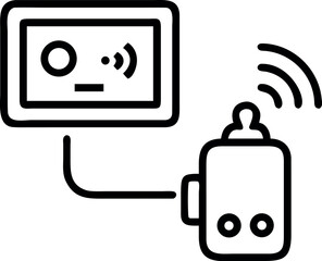 Poster - Vector art of a line art illustration of a baby monitor system isolated on white background