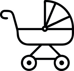 Fototapete - Vector art of a simple line drawing of a baby stroller isolated on white background
