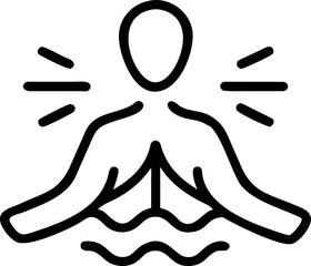 Fototapete - Vector art of a person is meditating in a yoga pose over water, isolated on white background