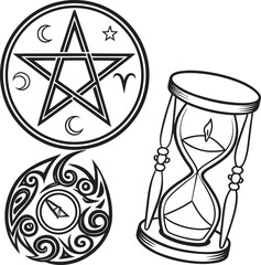 Poster - Vector illustration of a sand hourglass, a symbolic icon of passing time and countdown
