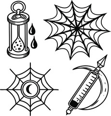Aufkleber - a set of black and white icons featuring stars, snowflakes, and christmas tree illustrations for win