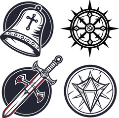 Aufkleber - vintage nautical set with sword icon vector illustration