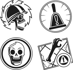 Aufkleber - skull and crossbones icon set vector symbol sign illustration black silhouette design