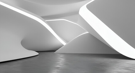 Aufkleber - Futuristic architectural design with modern smooth curves and ambient lighting