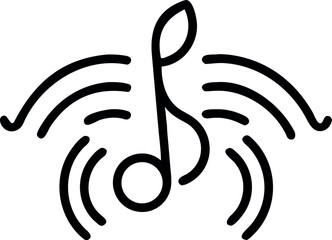 Fototapete - Vector art of a music note icon with sound waves isolated on white background