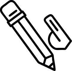 Fototapete - Vector art of a black and white line art illustration of a pencil isolated on white background