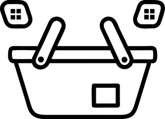 Fototapete - Vector art of a black outline of a shopping basket isolated on white background