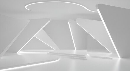 Aufkleber - Futuristic minimalist interior space showcasing modern architectural design elements and illumination