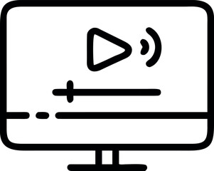 Fototapete - Vector art of a video playing on a computer screen isolated on white background