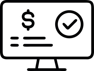 Fototapete - Vector art of a dollar sign and check mark on a computer screen isolated on white background