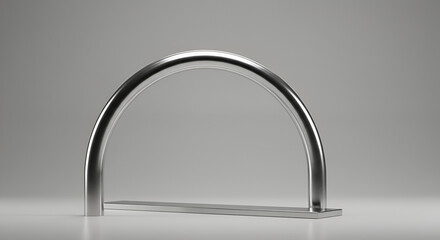 Aufkleber - Minimalist architectural element: A reflective metallic semi-circle on soft gradient background