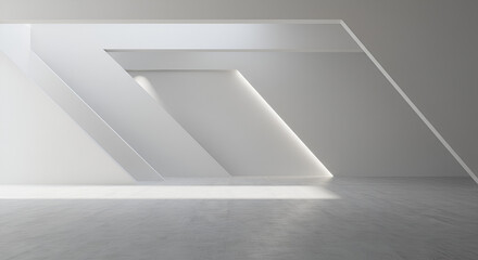 Aufkleber - Minimalist Architecture Design: Clean White Walls and Polished Concrete Flooring Scene