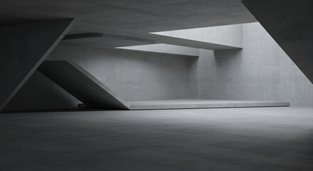 Aufkleber - Modern concrete architecture with light penetration creating a serene atmosphere