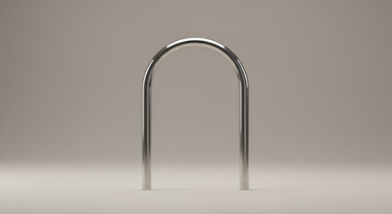 Aufkleber - Modern metallic u-shape design object isolated on neutral background in studio light