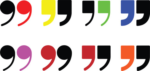 Poster - Colorful quotation marks on a white background representing dialogue and text