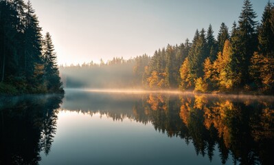 Wall Mural - sunrise on the lake