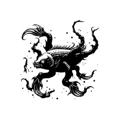 mystical aquatic creature illustration showcases fantasy monster with intricate details in a captiva