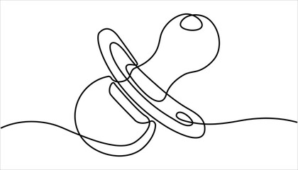 Poster - Baby pacifier in continuous one line art style. Continuous one line drawing of baby pacifier, line art style vector illustration. Simple line illustration, Pacifier for baby.