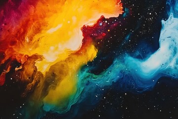 Poster - Vivid cosmic galaxy background with vibrant colors and swirling formations, colorful cosmic galaxy space background