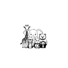 Poster - Cartoon animals giraffe elephant tiger hippo bear monkey illustration