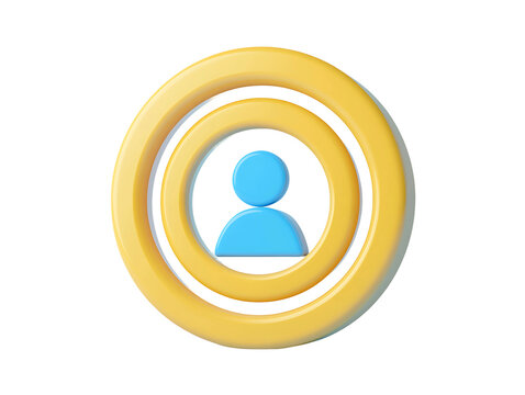 Abstract 3D Person Icon in Concentric Circles on Transparent Background