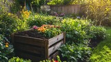 Eco-Friendly Home Garden with Compost Area for Sustainable Living and Organic Plant Growth