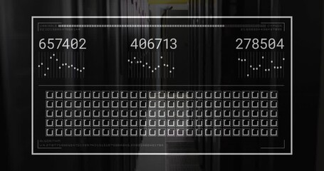 Poster - Overlay appearing over server racks, populating and updating metrics for monitoring, fading away