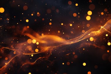 Aufkleber - Charming abstract display of flying dust particles on a black background at night, Flying dust particles abstract black background