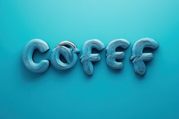 Poster - Coffee text animated over dynamic blue shapes creating a vibrant visual experience, coffee text over blue shapes moving