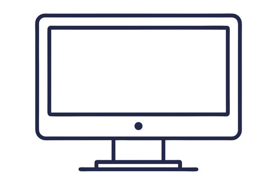 A Simple Outline Of A Basic Computer Monitor For A Clean And Minimalist Tech Icon