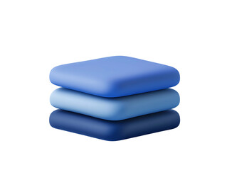 Poster - 3D Of Stack of Three Blue Square Cushions on Transparent Background