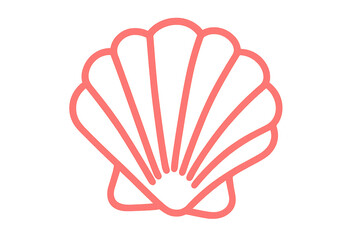 Poster - Delicate pink scallop shell vector graphic, transparent backdrop highlighting marine elegance for coastal design projects