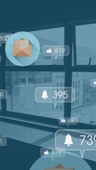 Poster - Animation of moving icons over office