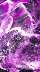 Poster - Animation of moving glowing lights and waves over black background