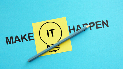 Poster - Make it happen and Change your mindset. Progress, creativity for business idea