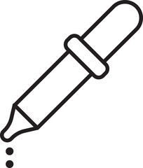 Poster - Eyedropper tool icon, black outline, isolated on transparency background, simple design, commonly used in graphic design and digital art software, symbolizing color selection or sampling