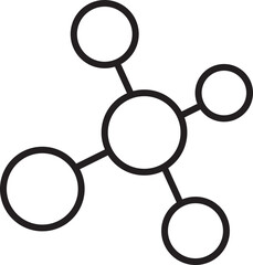 Leinwandbilder - Molecule icon chemistry symbol science concept simple black line abstract structure connected circles minimal design isolated on transparency background educational illustration