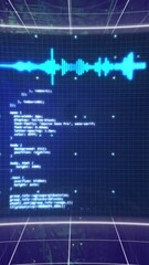 Poster - Animation of data processing on screens over tech room with computer servers