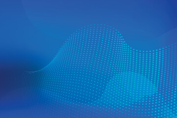 Poster - Dotted surface wave on gradient blue backdrop offers technology, science and digital presentation concept for modern design