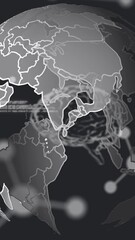  - Animation of globe over chemical formulas and brain on black background