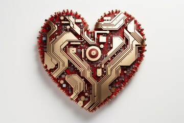 Poster - Electronic components forming a heart shape, symbolizing the connection between love and technology
