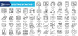 © adi_sena - digital strategy icon collection set.Analytics,Website,Social media,Content,Mobile,E commerce,SEO.Simple line vector.