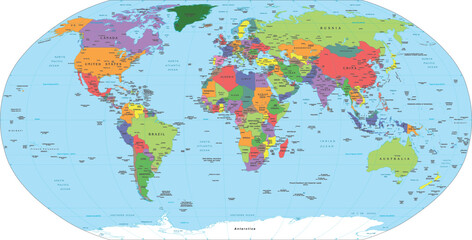  Vector Global Map with Political Boundaries and Countries