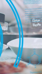 Poster - Animation of financial data processing over plates with food