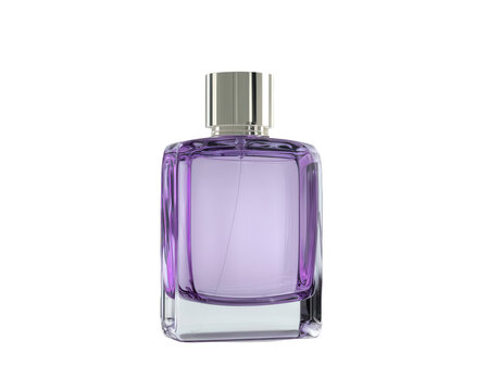 purple glass perfume bottle isolated on a white background, png, transparent