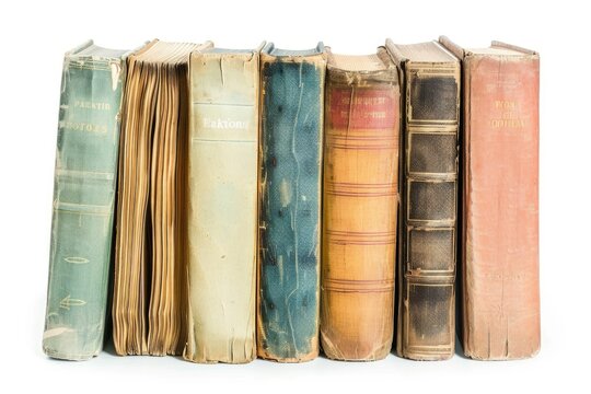 Composition with Old Hardback Books Isolated on White Background Back to School
