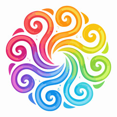 Poster -  Gradient colorful curvy snake like shapes - twisted lines, loops, swirls form abstract patt