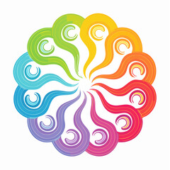 Poster -  Gradient colorful curvy snake like shapes - twisted lines, loops, swirls form abstract patt