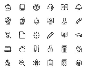 Aufkleber - Comprehensive school and learning icon set featuring educational symbols for academic institutions and knowledge sharing platforms